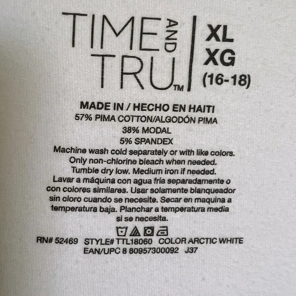 White V-Neck T-Shirt, Size XL - Picture 2 of 3